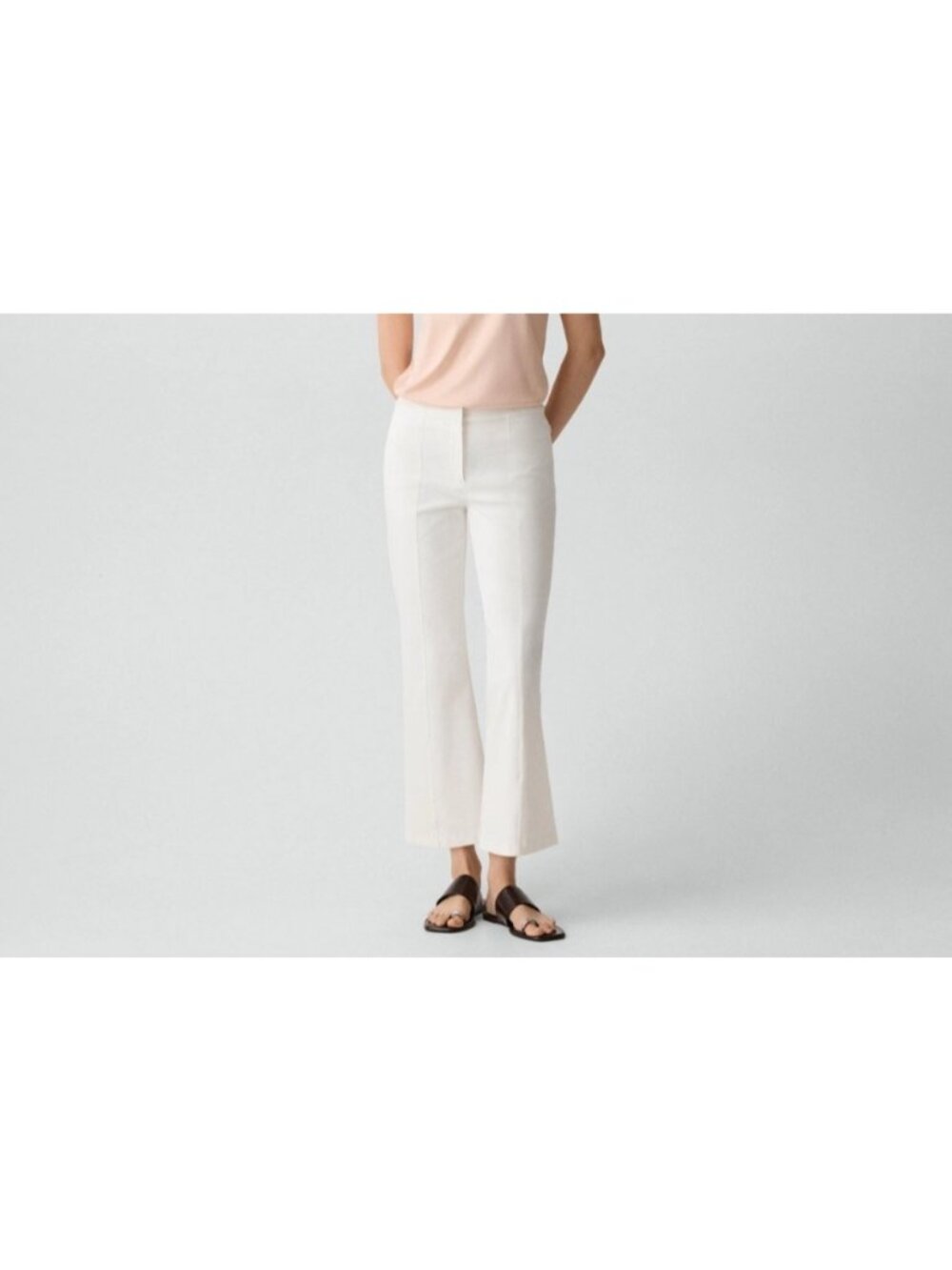 Theory Womens Sz 6 Seamed Kick Flare Pants In White Cotton Blend